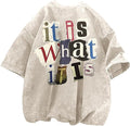 Men's Graphic Tees Funny Letter Print Vintage Oversize T Shirts Acid Wash Shirt Streetwear Rapper Casual Tee Top